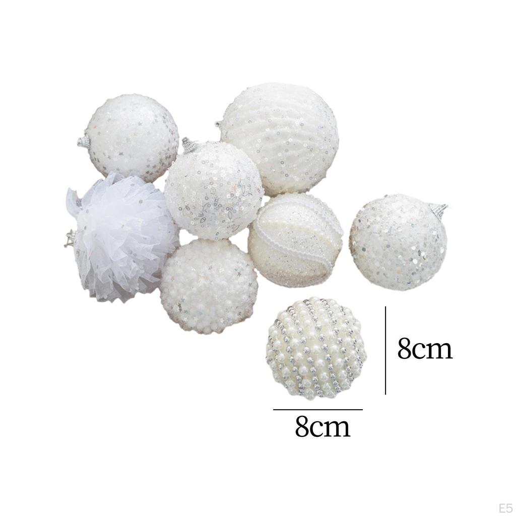 8 Piece Christmas Tree Ornaments Set, Shatterproof Accessories, Decoration for Home