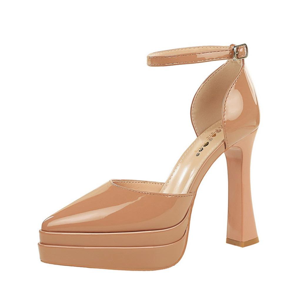 Women European Patent Leather Hollow Out