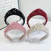 1Pcs Crystal Hairbands Luxurious Pearl Headbands Vintage Beaded Sponge Hair Hoop Handmade Anti-Slip Rhinestone Tiara Bridal