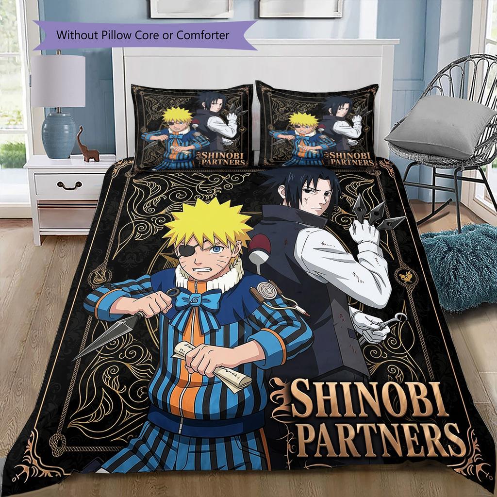 Sada povlečení s motivem Naruto Přikrývka Povlak na přikrývku Povlak na polštář Domácí Dárek k narozeninám(1 * povlak na peřinu + 2 * povlak na polštář, bez jádra)