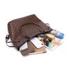 (Coffee) Women Checkered Tote Shoulder Bag Purse PU Leather Handbag Bag With Inner Pouch