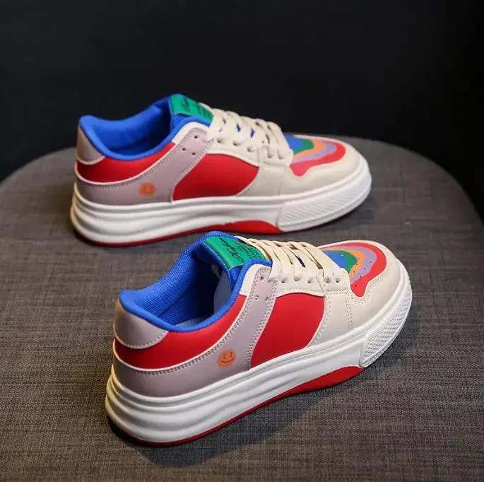 Scarpe da ginnastica alla moda da donna con lacci, scarpe vulcanizzate, coppia, scarpe sportive da donna con plateau antiscivolo, comode scarpe casual da tavola