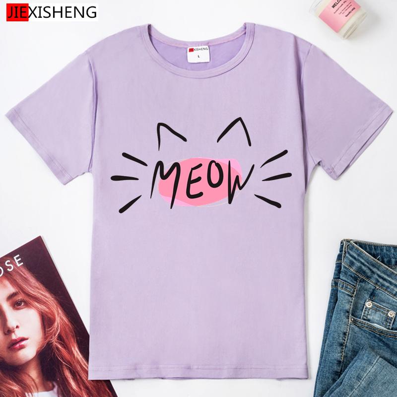 2025 Summer Kawaii Letter Print Women T Shirt Casual Short Sleeve O-Neck Brand T-Shirt Cute White Femme Tee Shirt Hh324