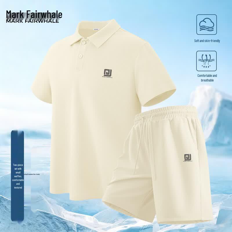 Мужской вафельный комплект: поло и шорты Mark Fairwhale 3XL бежевый
