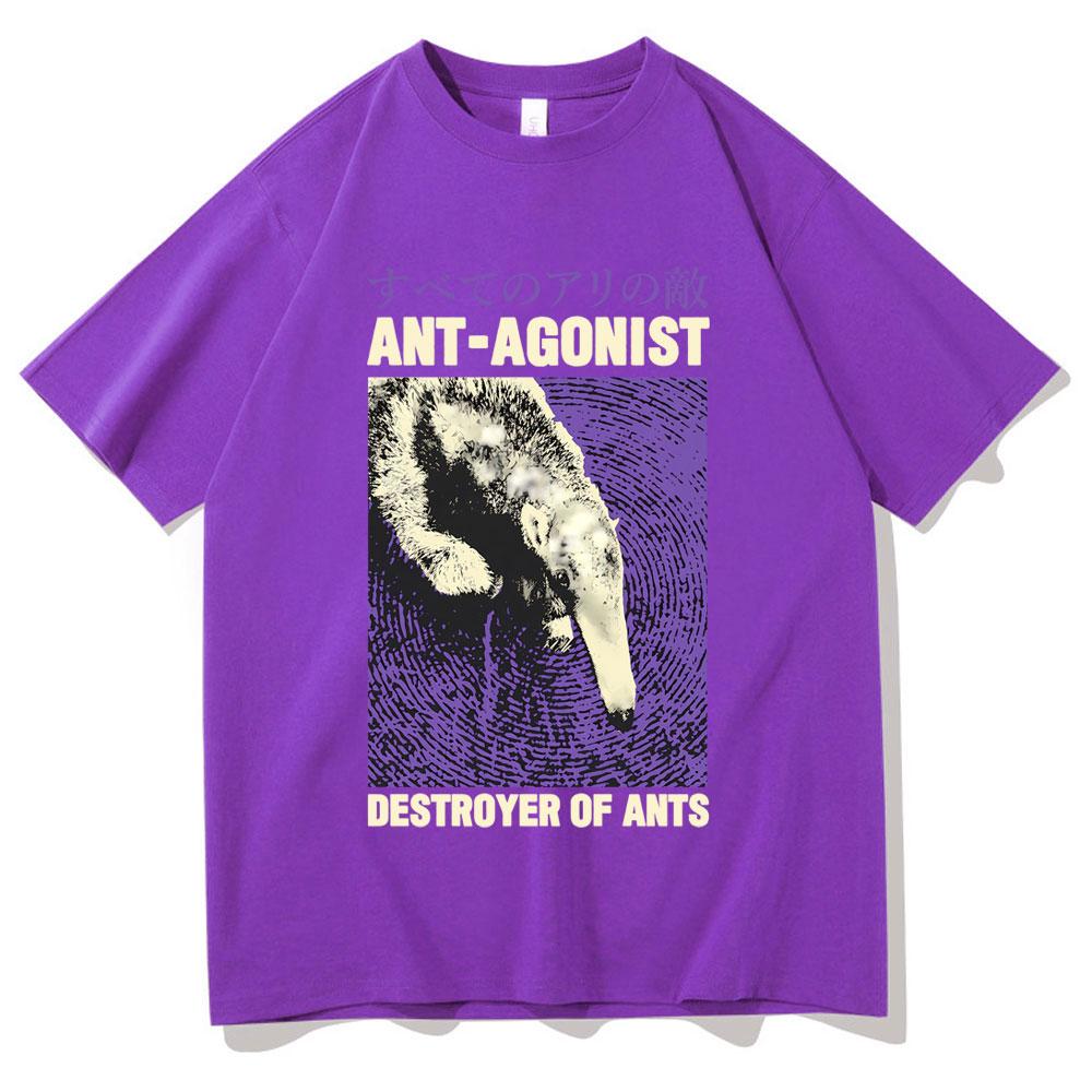 Ant Agonist Destroyer of Ants Tshirt Funny Meme Japanese Anteater Print Tshirt Men Women Casual Oversized Crewneck Short Sleeve