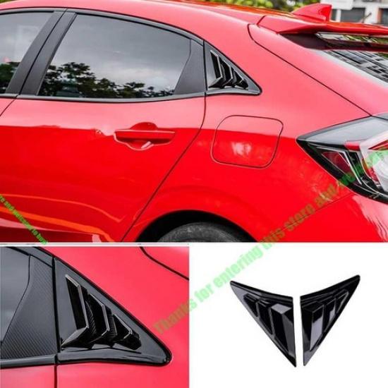 For Honda Civic Hatchback 2016-2021 Glossy Black Side Window Louver Shutter Trim
