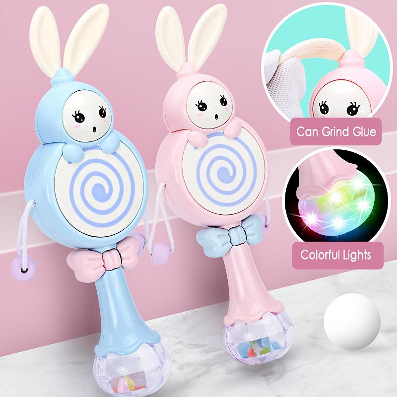 Süße Rassel Trommel Baby Spielzeug kann beißen pädagogisches Spielzeug mit Musik 