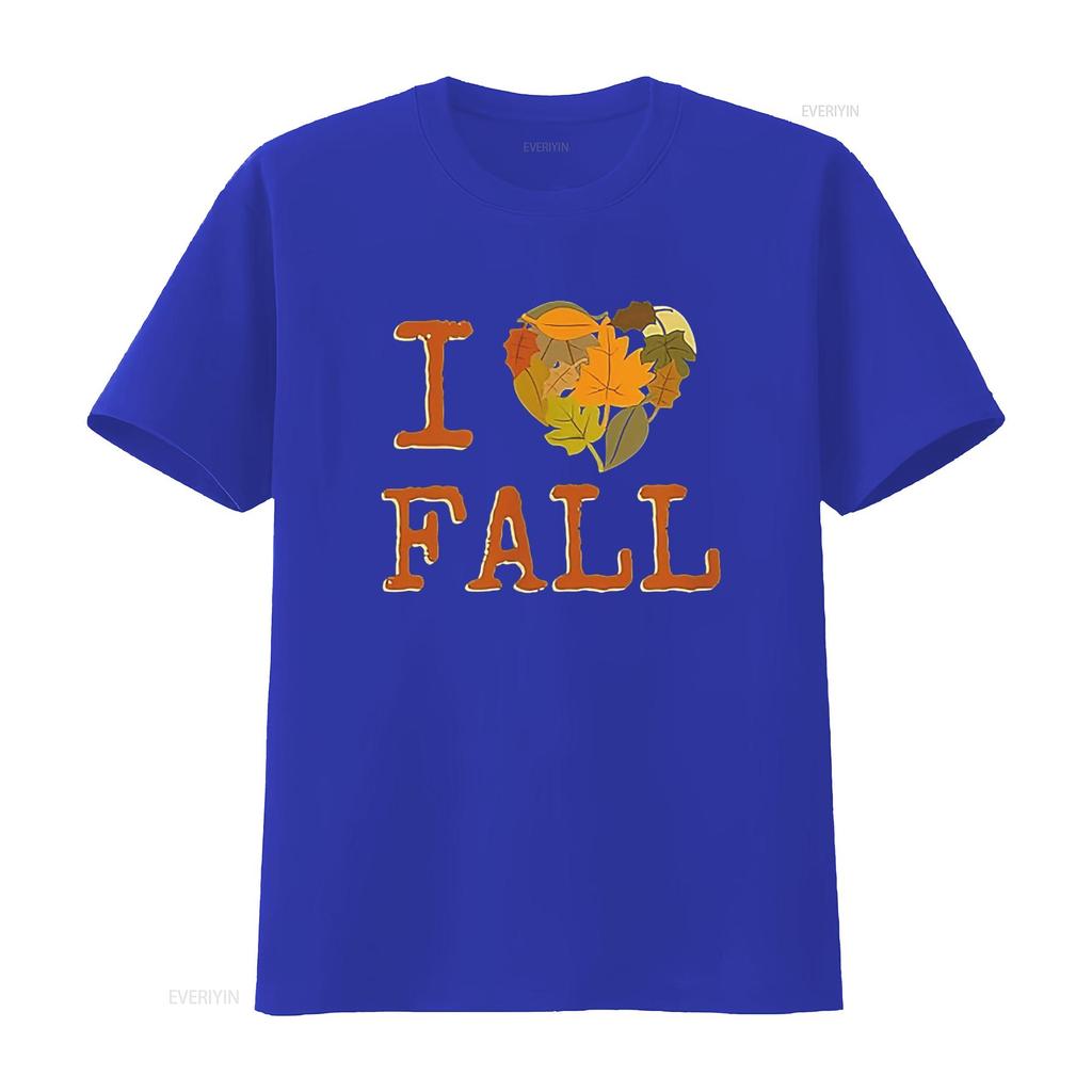 Mens I LOVE FALL for Lovers of Autumn and Falling Leaves T Shirt Black 2XL Vintage Washed Comfortable Slightly