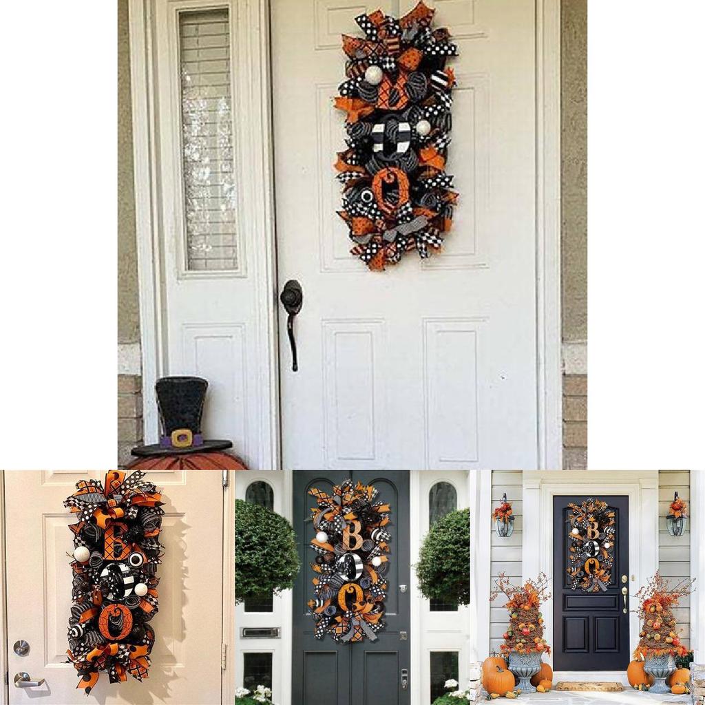 Spooky Pumpkin Halloween Wreath Door Hanging Decorative Courtyard Ornament