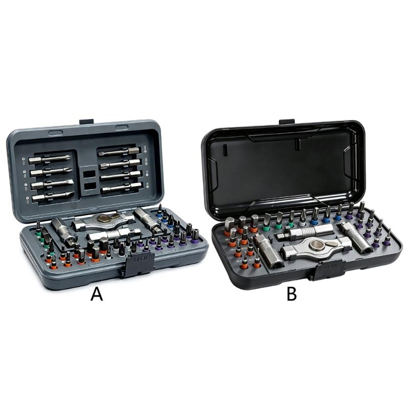 Manual Screwdriver Head Set with Storage Case, Reversible Handle and Magnetic Tip Support for Home Maintenance