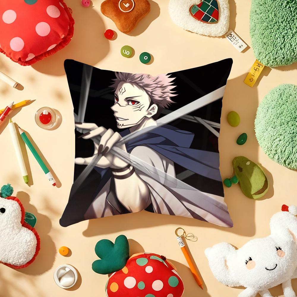 JJujutsu Kaisen Ryomen SukunaS Cushion Cover Plush Fabric Soft DoubleSided Printed Sofa Warm Winter Home Gift Pillow Cover