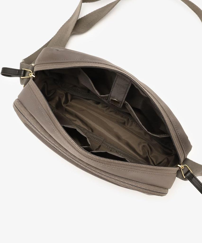 AfternoonTea LIVING JA35 ACE Shoulder Bag, Dark Gray, Compact, 8 Pockets, Long Wallet Fit, Polyester