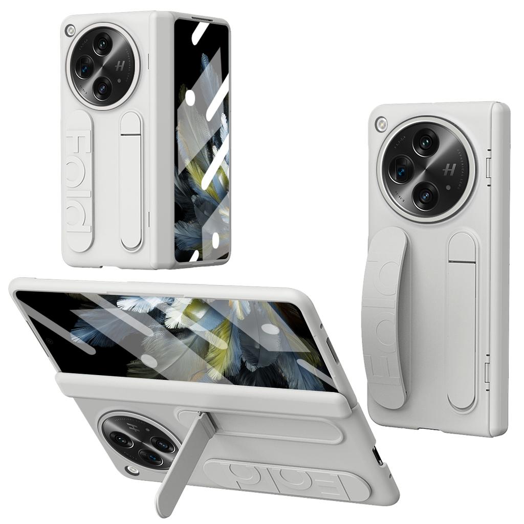 Etui na Oppo Find N3 5G z podstawką, opaską na nadgarstek, poliwęglanowa osłona telefonu z folią ze szkła hartowanego