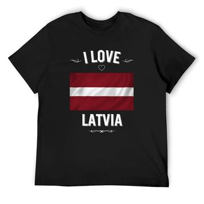 I Love Latvia T-Shirt Plus Sizes Basketball Graphic Tees Blue Archive Oversized T Shirts for Men
