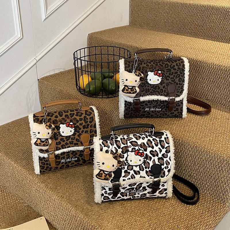 Cartoon Cute Cat Girl Backpack Retro Leopard Print Kindergarten Baby Schoolbag Autumn And Winter Children'S Backpack