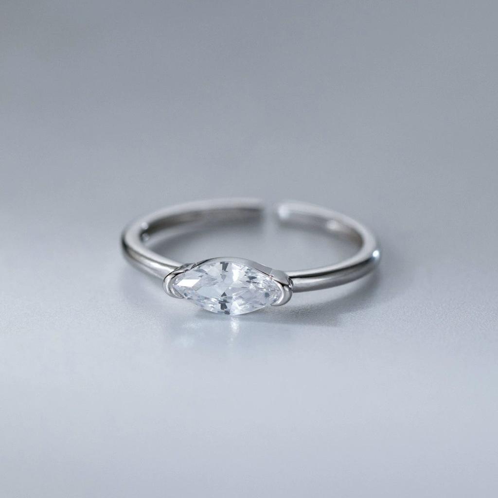 925 Sterling Silver Rings For Women Geometric Fine Jewelry Finger Adjustable Simple Blue Stone Leaf Ring For Party Birthday Gift