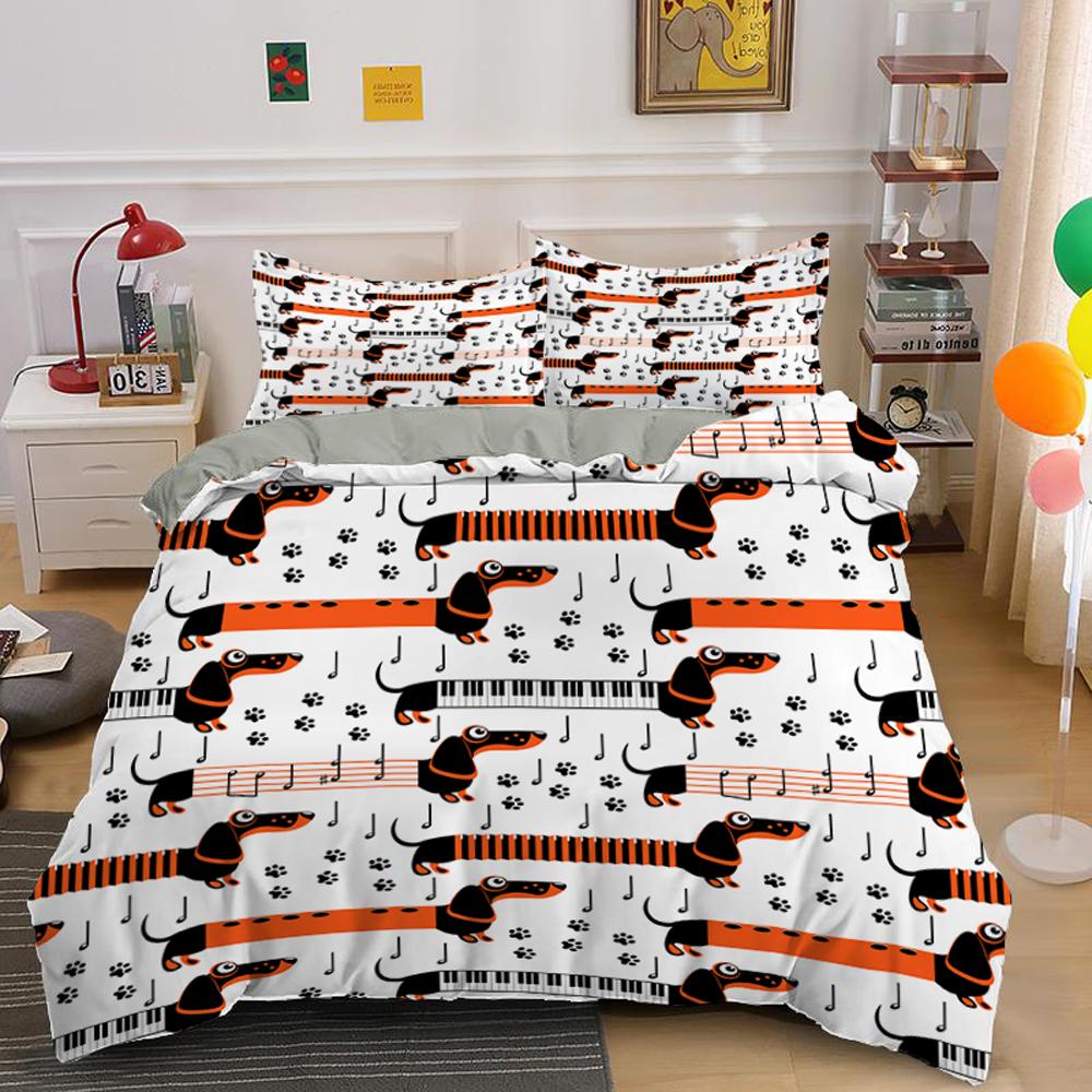 Comforter Colorful Dachshund Dog King Queen Lovely Cartoon Sausage Puppy Bedding Set Cute Animal Comforter For Boys Girl