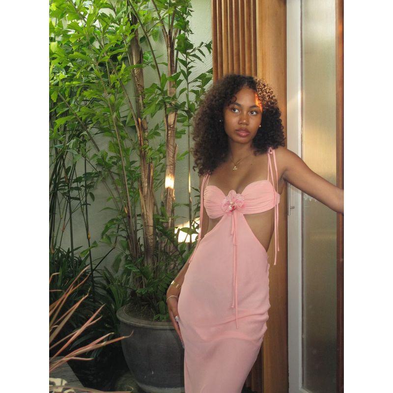Sunshine Island Romantic Pure Desire Atmosphere Beautiful Seaside Vacation Wear Hollow Design Sexy Backless Dress