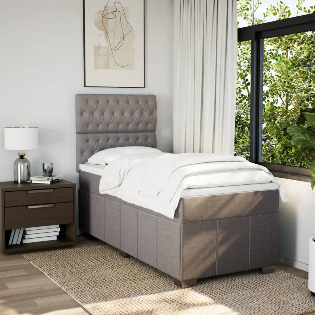 Box Spring Bed with Mattress Taupe 100x200 cm Fabric