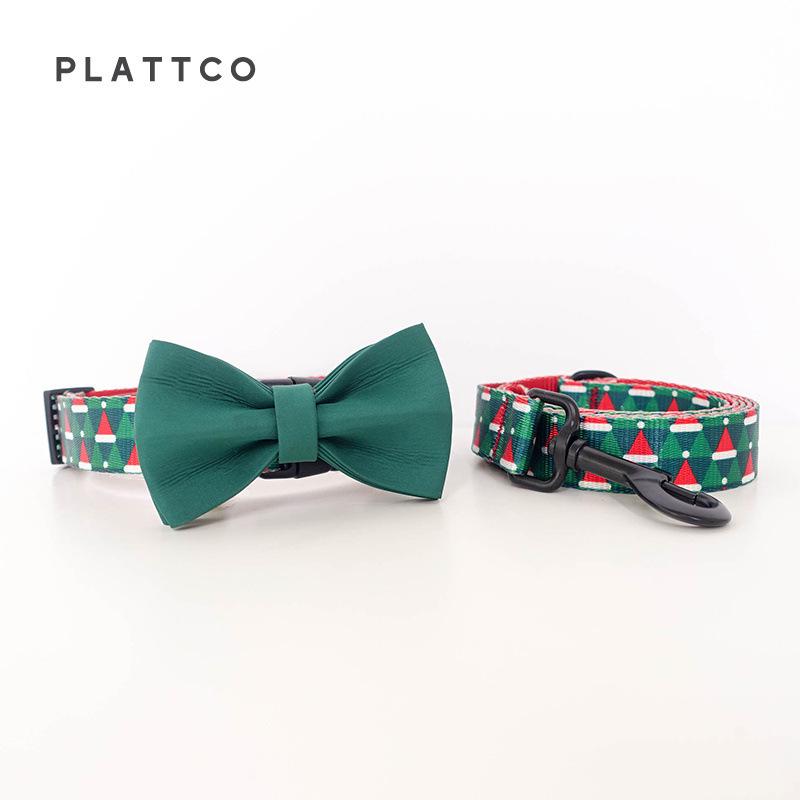 PLATTCO Праздничный рождественский набор: поводок и ошейник для собаки PDC340 Extra Small