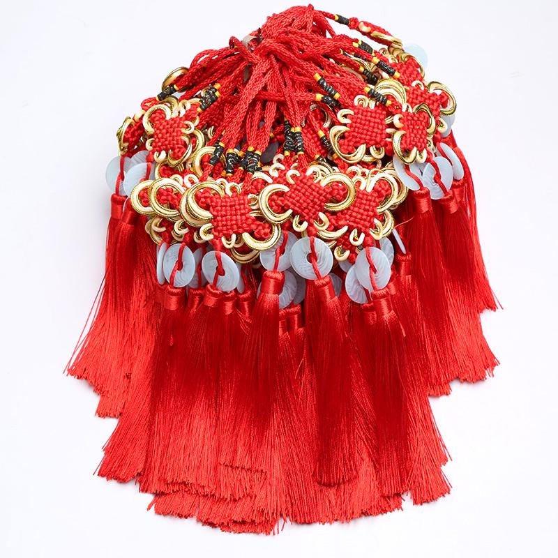 Small Chinese Knot Pendant DIY Tassel - Festive Red 6/8 Plate Hanging Ornament