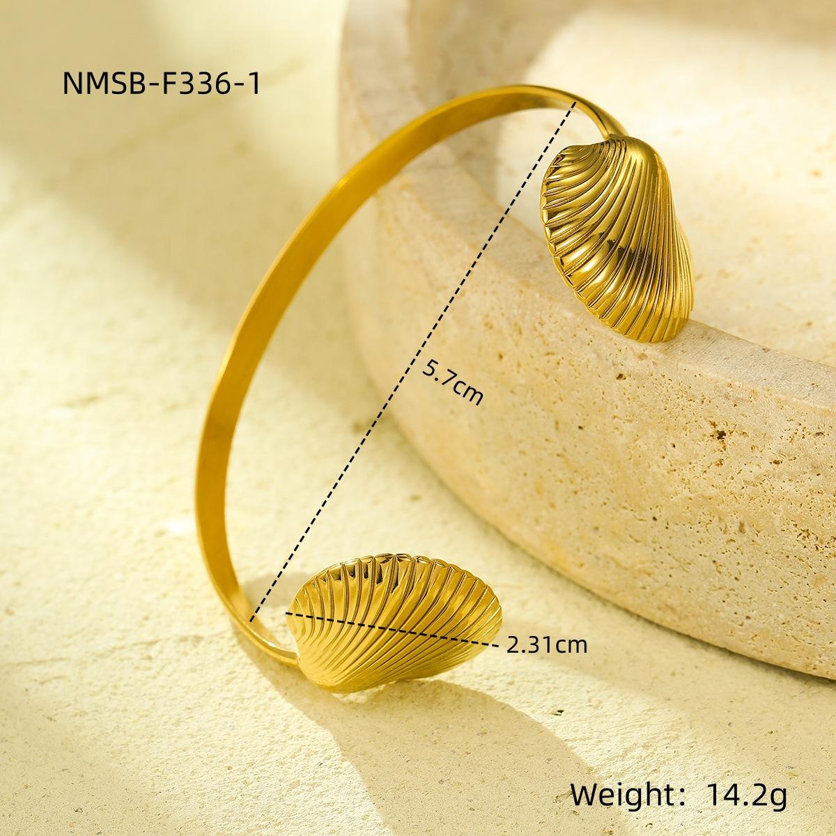 GEMCHIC Women s Gold Seashell Starfish Cuff Bracelet and Ring Set, Vintage Ocean Theme Stainless Steel Jewelry for Beach Vacation