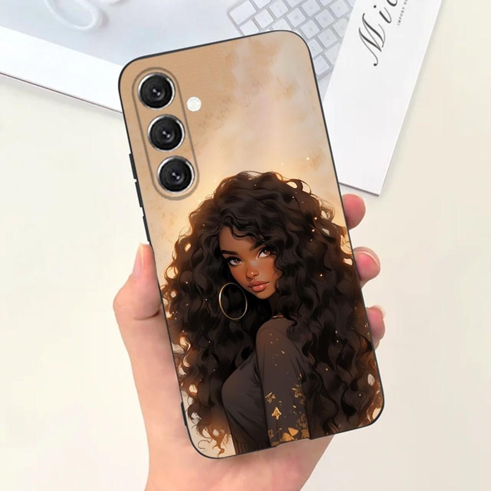 Black Girl Afro  Phone Case For Samsung S25,S24,S21,S22,S23,S30,Ultra,S20,Plus,Fe,Lite,Note,10,9,5G Black Cover