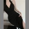 Pure Desire Sexy Hanging Neck Strap Dress Women's Summer Dress French High End Elegance and Temperament Long Waist Waist Split Wrap Hip Skirt