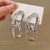 European and American silver needle metal oval irregular earrings niche simple temperament earrings exaggerated high-end earrings