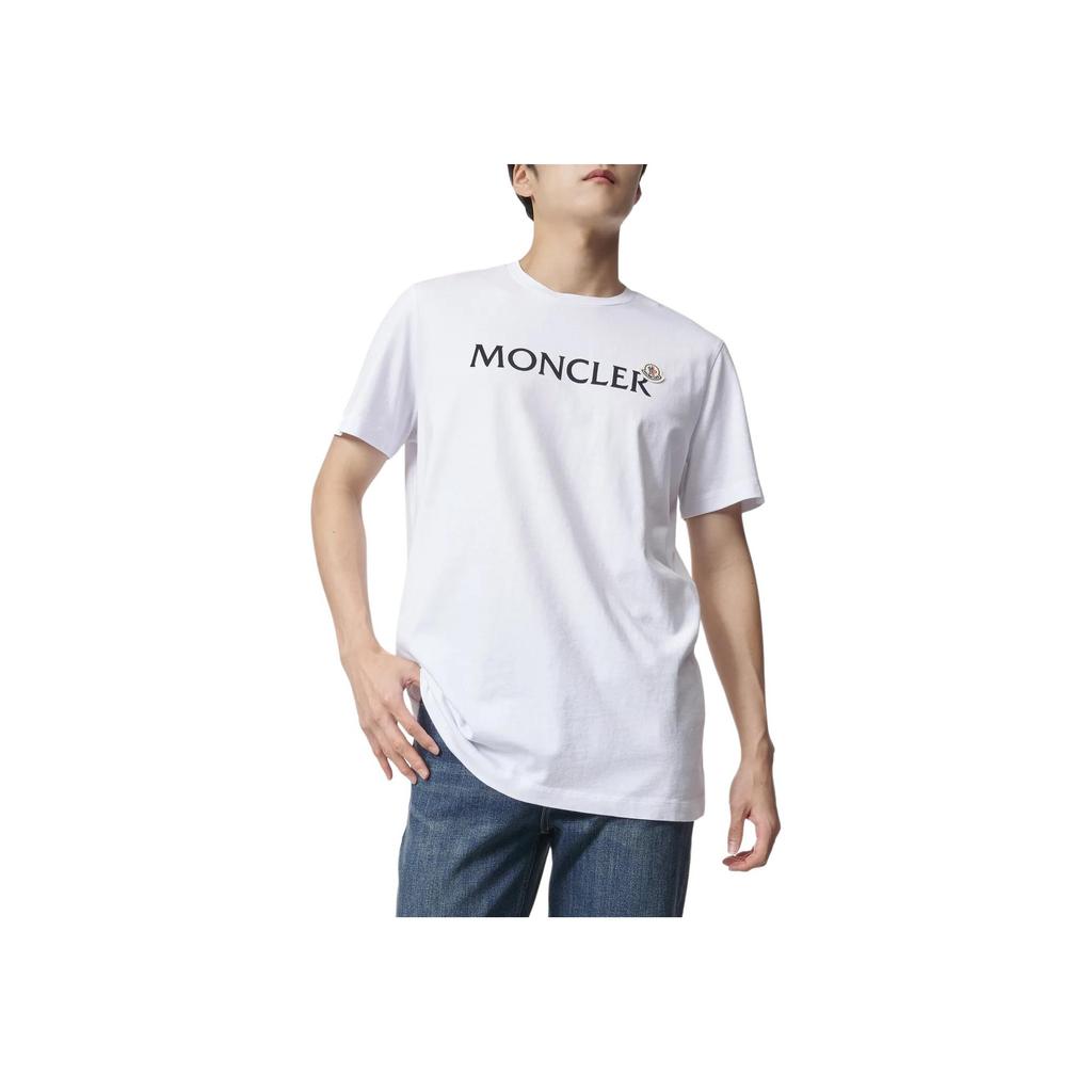 Moncler Cotton Logo Graphic Crew Neck Short Sleeve T-Shirt Men Tops White I10918C000648390T001