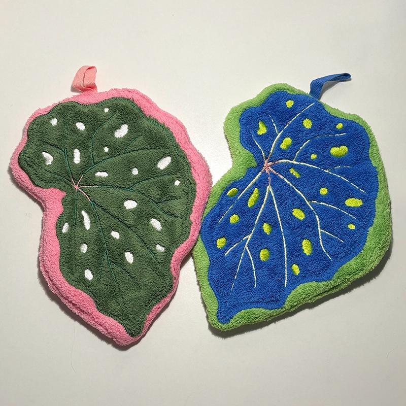 Blatt Hängendes Handtuch Grüne Pflanze Saugfähiges Korallenfleece Schnelltrocknende Handtücher Küche Verdicktes Taschentuch Weihnachtsgeschenke