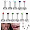 2X 2mm Multicolour Crystal Internal Thread Labret 6mm - 12mm Steel Ring Bar Ear Tragus Monroe Lip Stud Piercing