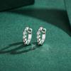 Modian Silver Turquoise Tiny Earring Real 925 Silver Round Clear CZ Hoop Earrings For Women Girl Party Fine Jewelry