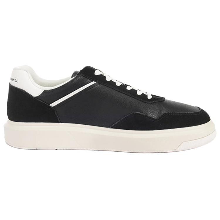 Armani Exchange Leather Lace-Up Thick Sole Low-Top Sneakers Men sneakers Black White XUX254XV950K001