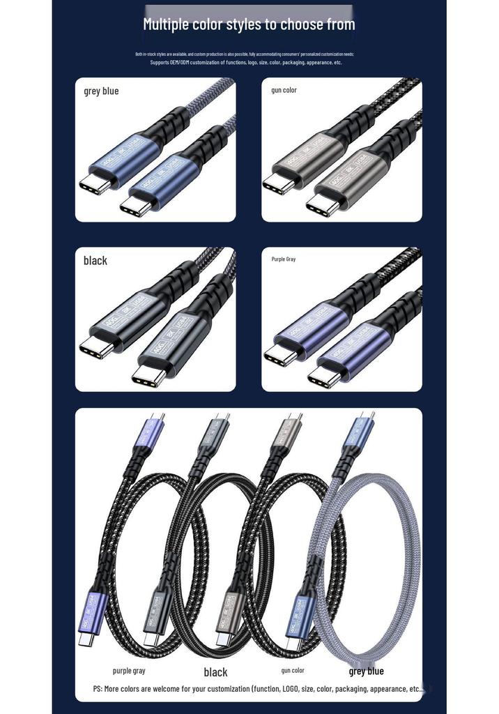 USB4 Type-C To Type-C Cable, Thunderbolt 5/4 & USB5 Compatible, 16K/8K Display, 80G/40Gbps High-Speed Data Transfer.