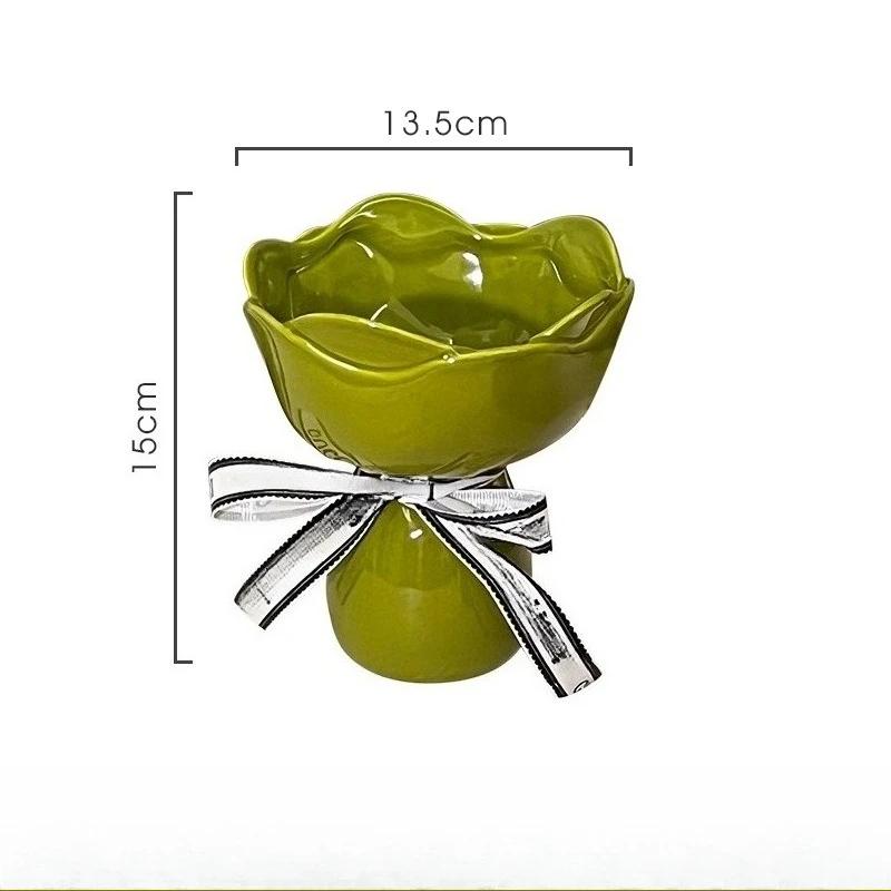 Keramikvase Rosenblumenförmige Vase Schreibtischdekoration Blumenstrauß für Zuhause Girding Dekorative Blumenvase Raum Ästhetische Dekoration