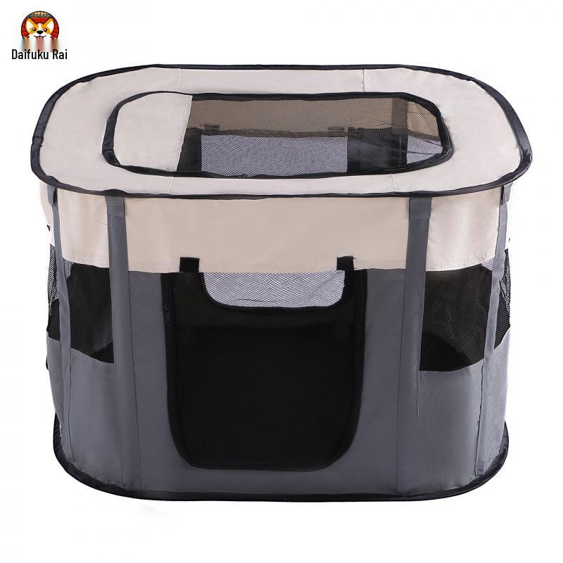 Rectangular Folding Pet Cage with Bed for Dogs & Cats