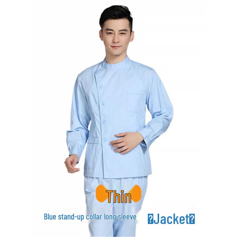 Tandvårdsarbetskläder: Unisex Tvådelat Set med Ståkrage, Sidoknäppning och Vit Rock med Lång/Kort Ärm