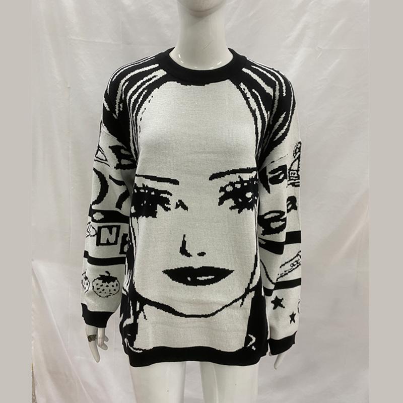 European and American Autumn and Winter Men's and Women's Manga Personalized Street Round Neck Knitted Sweater