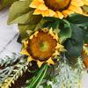 Artificial Sunflower Wreath with Green Leaves Versatile Lifelike Artificial Wreath for Wedding Home Front Door Wall
