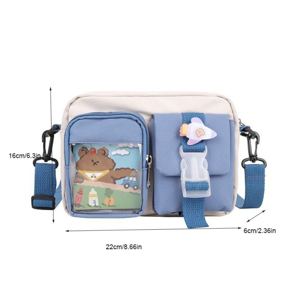 Pocket Transparent Shoulder Bag PVC Student Crossbody Bag Cute Harajuku Small Square Bag  Girls