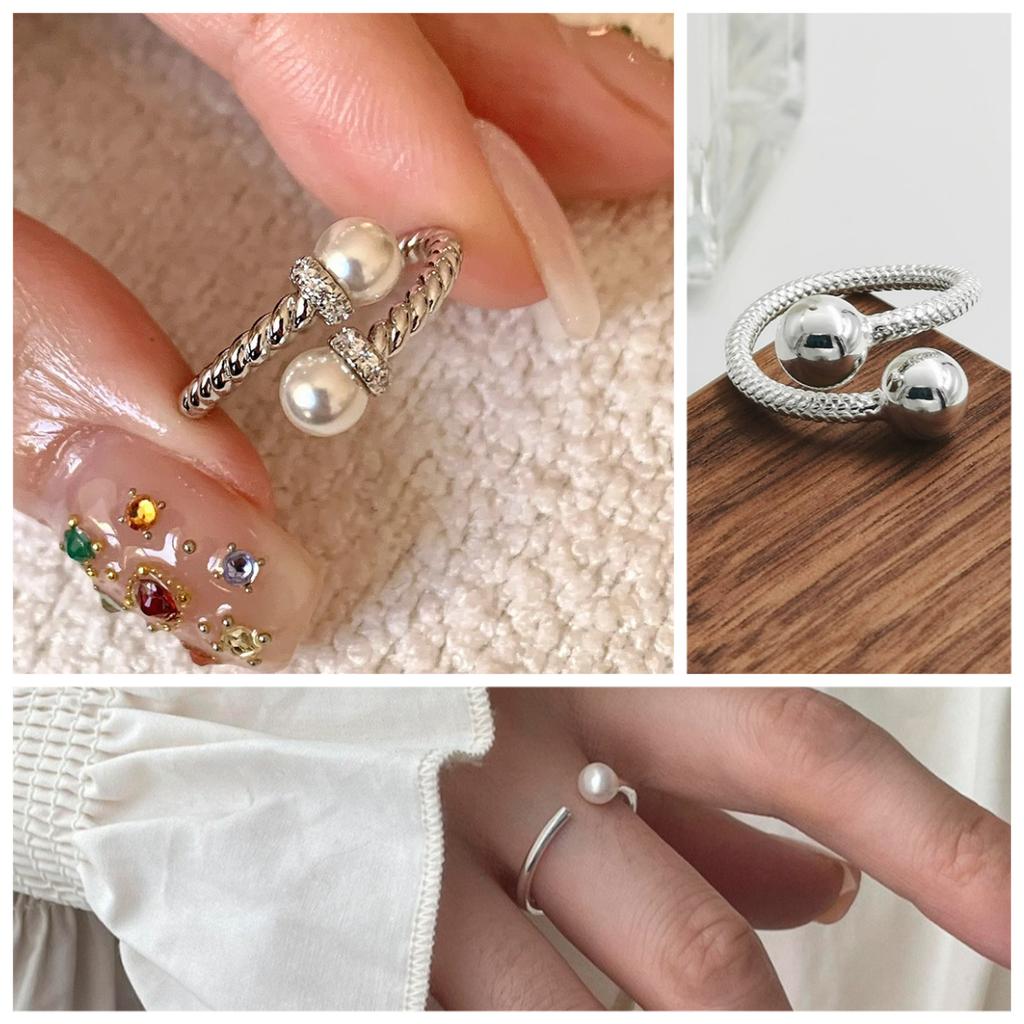 Silver Color Ring for Women Girl Jewelry Geometry Hollowed Out Design Overlapping Simple