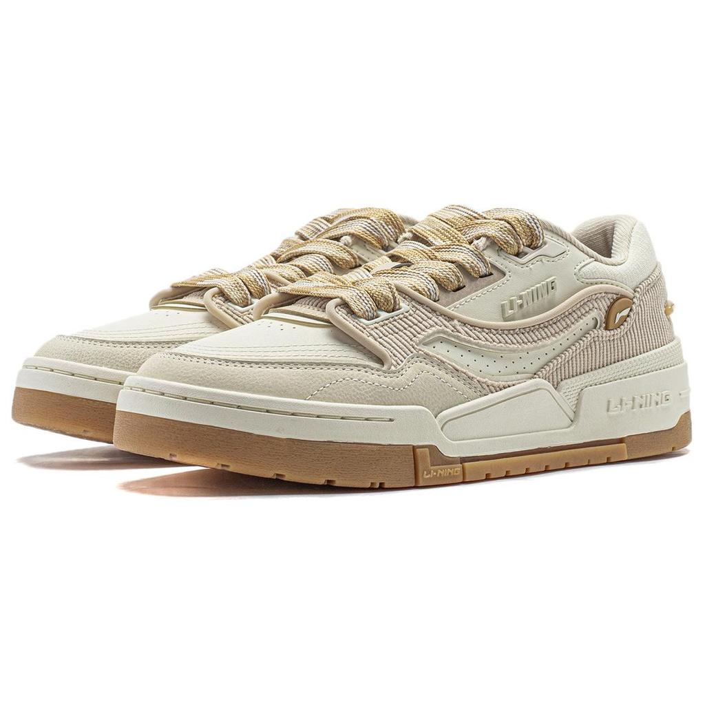 Li Ning 001 Btc Premium Versatile Retro Skate Shoes Non-Slip Shock Absorption Durable Support Low-Top Women Skate Shoes Fog-Khaki AGCU036-1