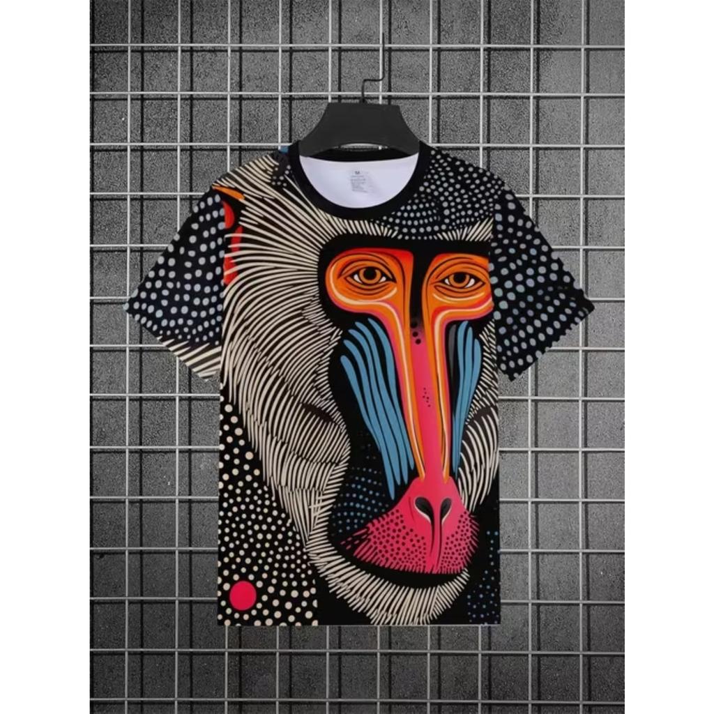 New Summer Men's Fashion T-shirt Personality Simple Pattern Printed Men's T-shirt Top
