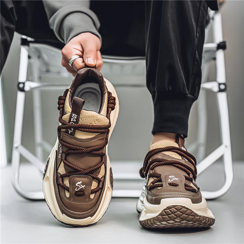 Personality Lace-up Chunky Sneakers Man Street Style Trend Men's Sneakers Low Cut Designer Platform Shoes For Man Casual Shoes