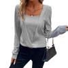 2024 Solid Color Square Neck Two-Piece Look Long Sleeve Casual Women's Autumn/Winter Wear