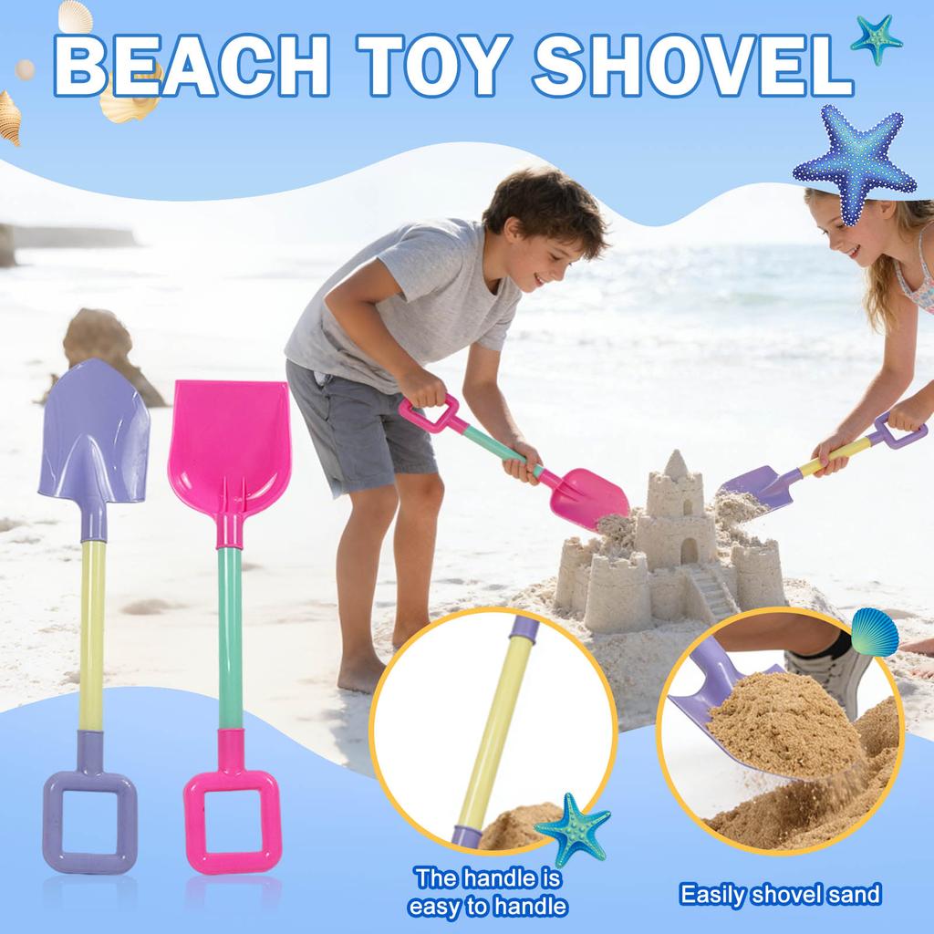 Beach Shovels,Thick Sand/Snow Shovels Scooping Kit With Long Handle Toys Gardening Tools ABS Plastic Spade For Garden Snow Backyard Summer Beach Fun