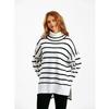 Herbst und Winter Damen Pullover Strickpullover Pullover Clashing Stripes High Neck Loose Casual Pullover