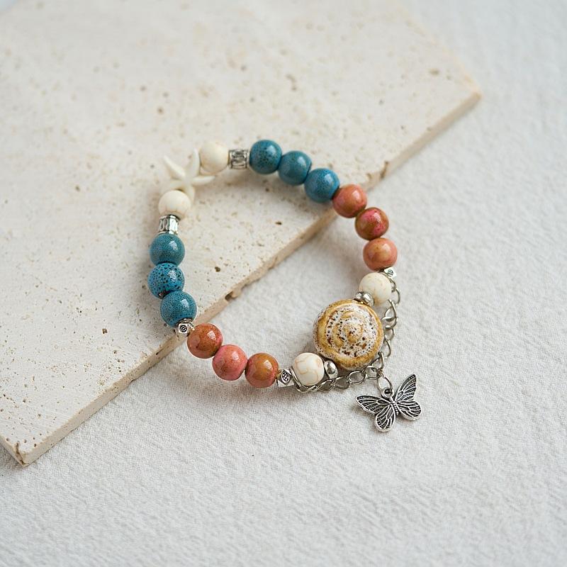 Literary Bracelet Maillard Color Jingdezhen Ceramic Bracelet Female Gift Student National Style Creative National Style Accessories
