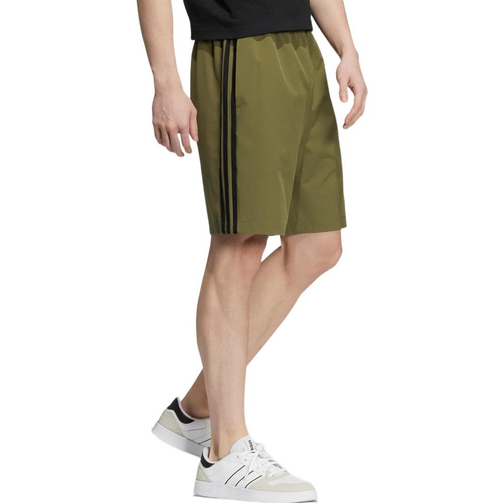 adidas Neo Logo Striped Casual Woven Shorts Men Bottoms Dark-Olive-Green HD4715